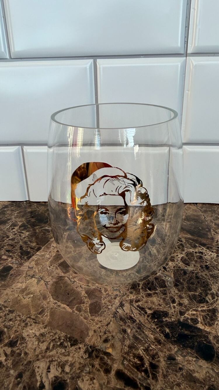 Dolly Parton Holiday Wine Tumbler Acrylic Plastic 4” NEW